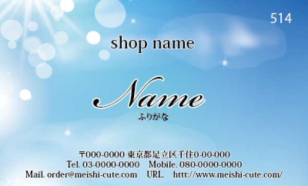 画像1: 514　名刺　シンプル系　ブルー系（1箱100枚入） (1)